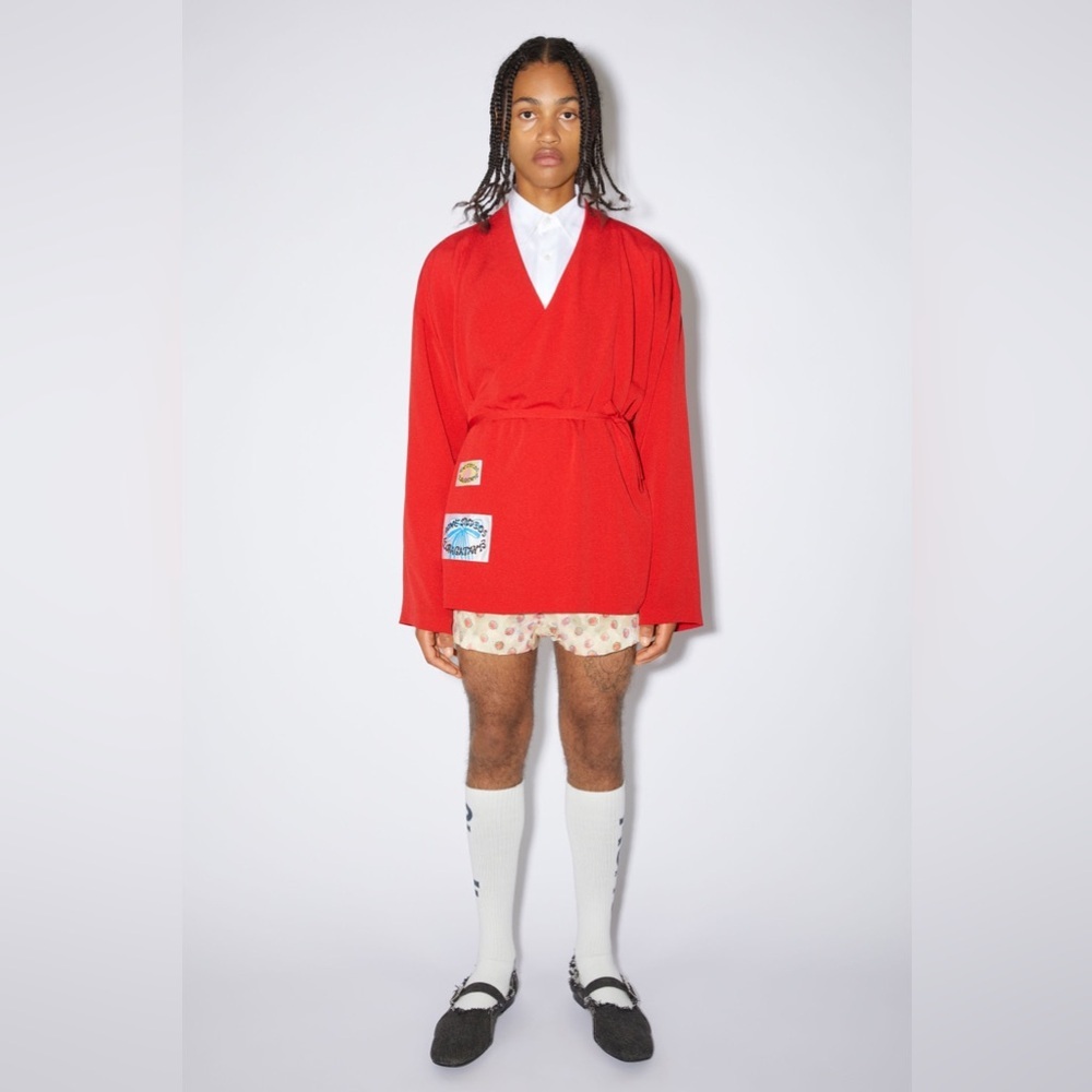 Acne Studio Asymmetric‎ Wrap Shirt Cardinal Red Size 44/US XL